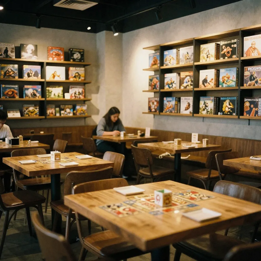 Game shelves filled with board games