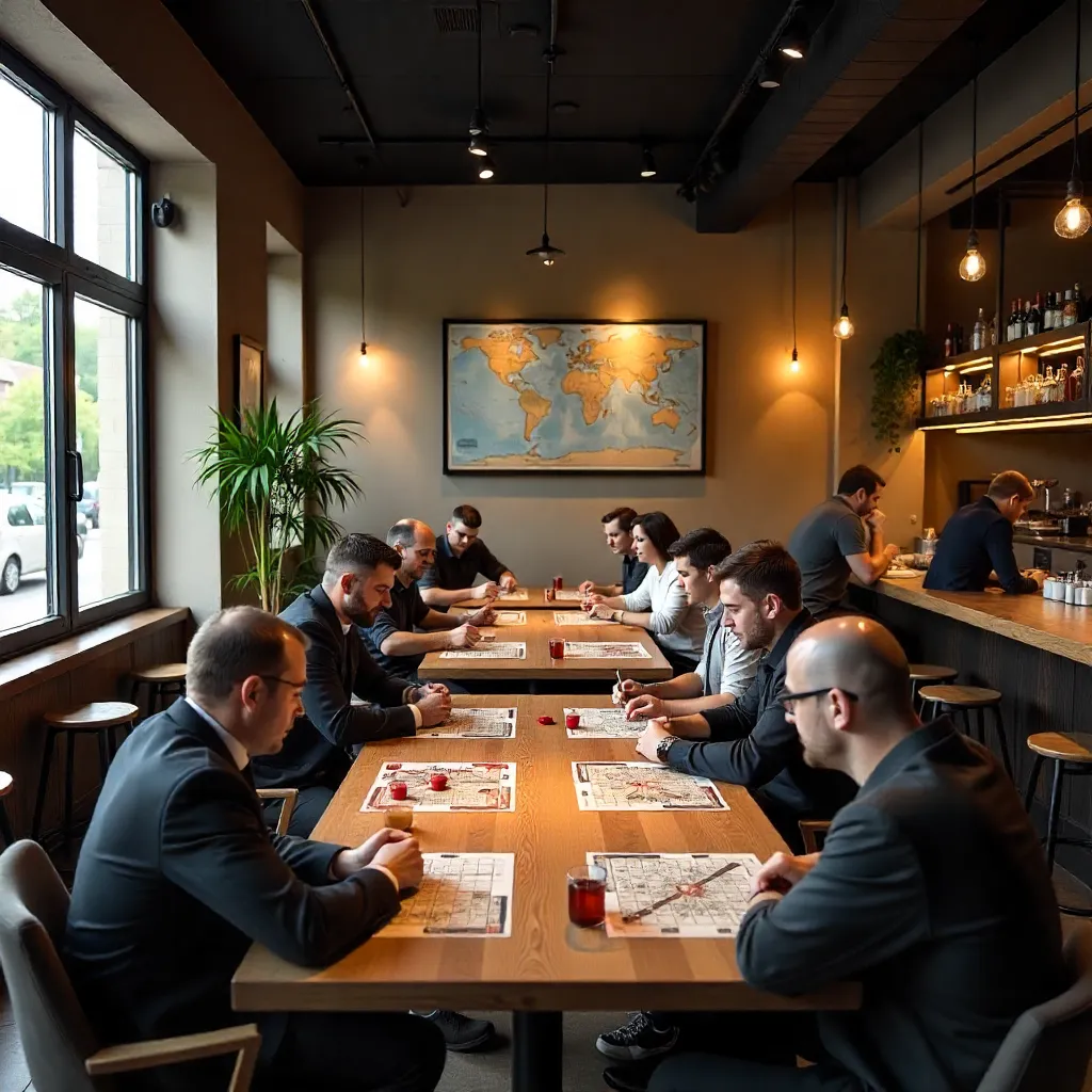 Gaming table with colorful pieces